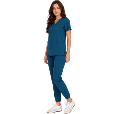 Morski Komplet Medyczny Damski Scrubs Casual Premium Bok