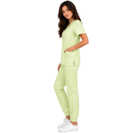 Pistacjowy Komplet Medyczny Damski Scrubs Casual Premium Bok