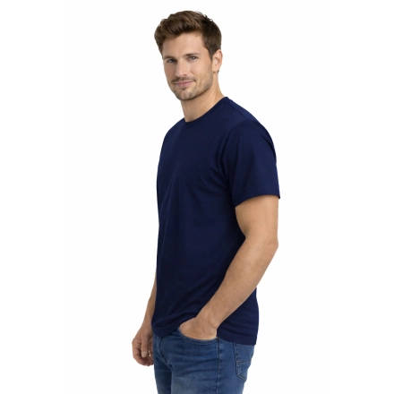 T Shirt Meski Krotki Rekaw 100 Bawelna Kolor Granatowy Widok Z Boku