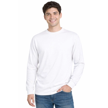 T Shirt Meski Z Dlugim Rekawem 170G Bialy 1