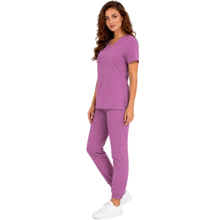 Winogronowy Komplet Medyczny Damski Scrubs Casual Premium Bok