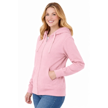 Bluza Dresowa Damska Z Kapturem Rozpinana Dlugi Rekaw Rozowa Widok Z Boku Bluza Dresowa Damska Z Kapturem Rozpinana Dlugi Rekaw Rozowa Widok Z Boku