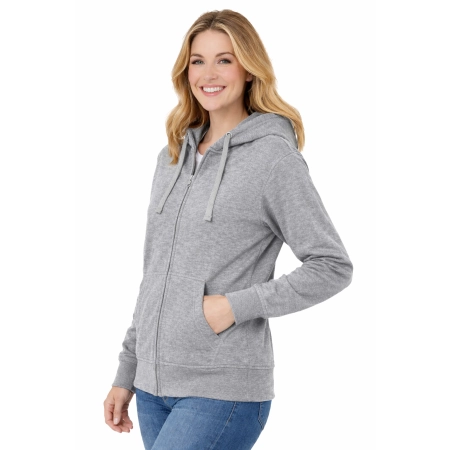 Bluza Dresowa Damska Z Kapturem Rozpinana Dlugi Rekaw Szara Widok Z Boku Bluza Dresowa Damska Z Kapturem Rozpinana Dlugi Rekaw Szara Widok Z Boku