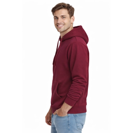 Bluza Dresowa Meska Z Kapturem I Kieszeniami Kolor Bordowa Widok Z Boku Bluza Dresowa Meska Z Kapturem I Kieszeniami Kolor Bordowa Widok Z Boku