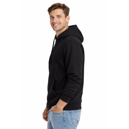 Bluza Dresowa Meska Z Kapturem I Kieszeniami Kolor Czarna Widok Z Boku Bluza Dresowa Meska Z Kapturem I Kieszeniami Kolor Czarna Widok Z Boku