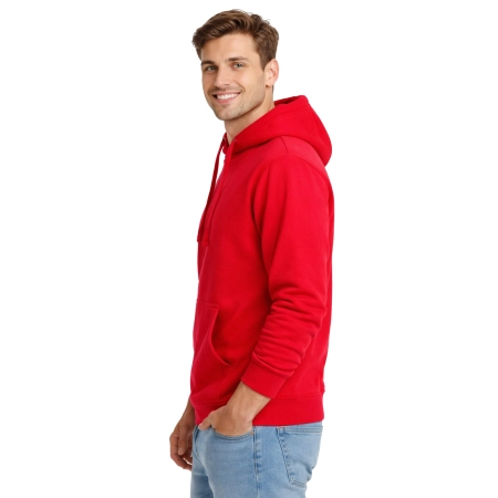 Bluza Dresowa Meska Z Kapturem I Kieszeniami Kolor Czerwony Widok Z Boku Bluza Dresowa Meska Z Kapturem I Kieszeniami Kolor Czerwony Widok Z Boku