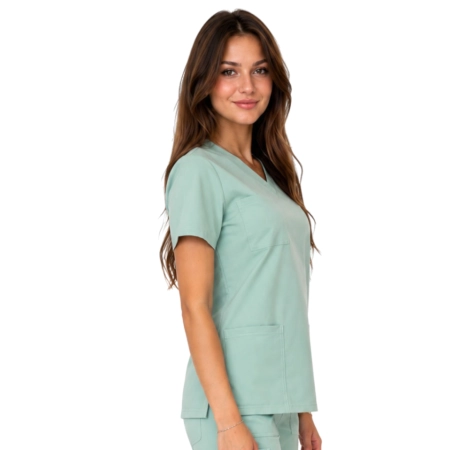 Casual Premium Damska Bluza Medyczna Mietowa Bok