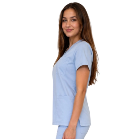 Casual Premium Damska Bluza Medyczna Niebieska Bok
