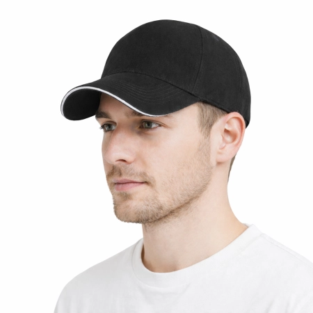 Czapka Z Daszkiem 5 Paneli Otwory Wentylacyjne Unisex Opaska Przeciwpotna Czarna Czapka Z Daszkiem 5 Paneli Otwory Wentylacyjne Unisex Opaska Przeciwpotna Czarna