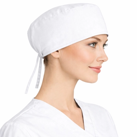 Czepek Medyczny Chirurgiczny Wiazany Na Gumkach Unisex Bialy Bok