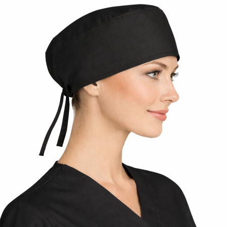 Czepek Medyczny Chirurgiczny Wiazany Na Gumkach Unisex Czarny Bok
