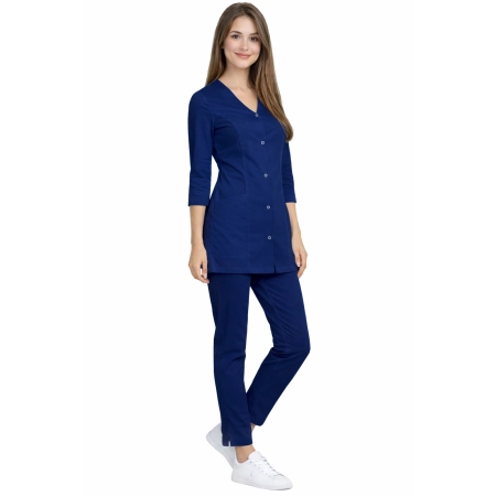 Damski Komplet Medyczny Casual Premium W Kolorze Granatowym Rekaw 3 4 1