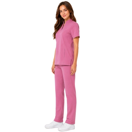 Damski Uniform Medyczna Ze Stojka Casual Premium W Kolorze Brudny Roz Bok