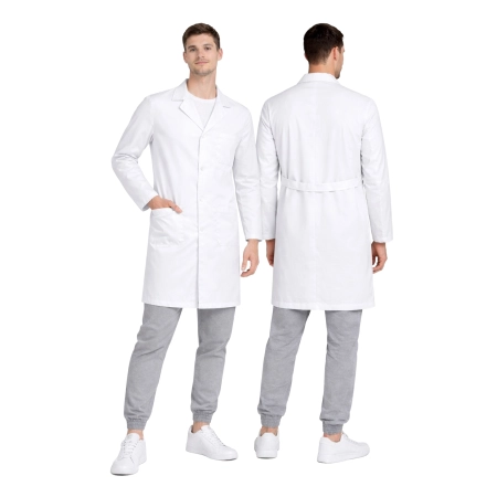 Fartuch Meski Laboratoryjny Na Guziki W Snieznobialym Odcieniu Fartuch Meski Laboratoryjny Na Guziki W Snieznobialym Odcieniu