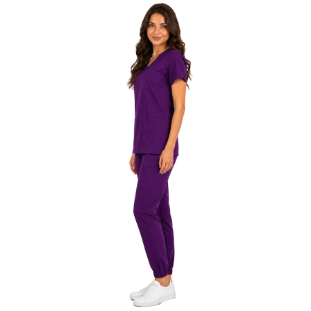 Fioletowy Komplet Medyczny Damski Scrubs Casual Premium Bok