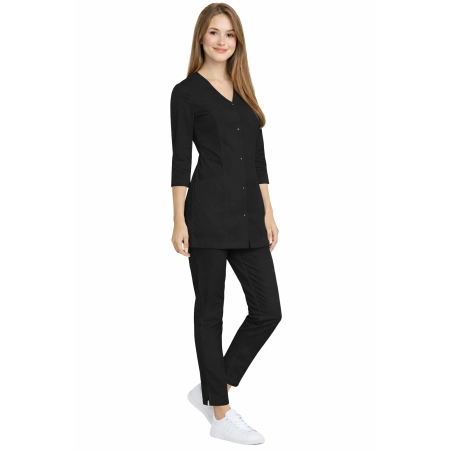 Komplet Medyczny Damski Casual Premium Czarny Z Rekawem 3 4