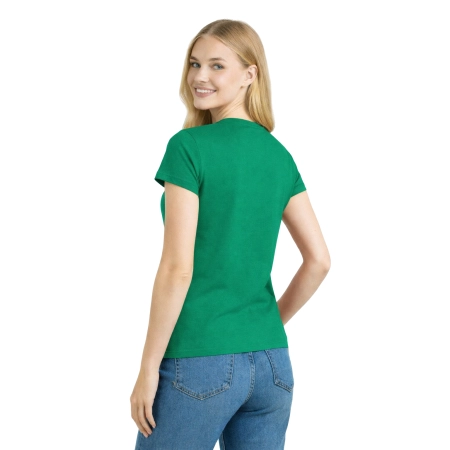 T Shirt Damski Krotki Rekaw Kolor Zielony Widok Z Tylu