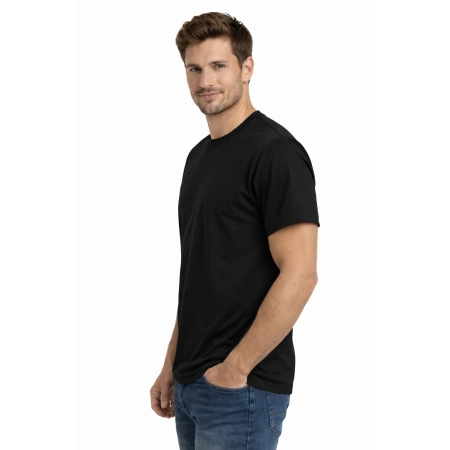 T Shirt Meski Krotki Rekaw 100 Bawelna Kolor Czarna Widok Z Boku