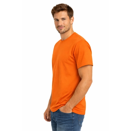 T Shirt Meski Krotki Rekaw 100 Bawelna Kolor Pomaranczowy Widok Z Boku