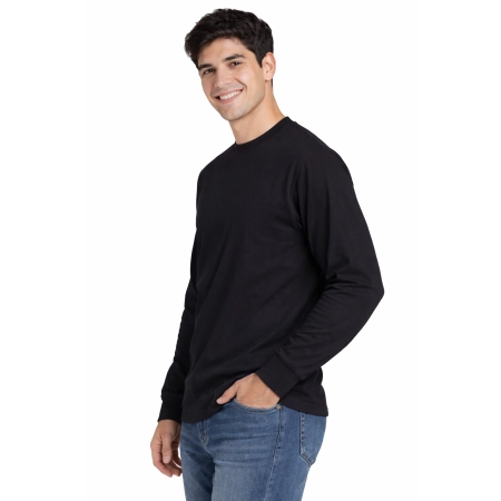 T Shirt Meski Z Dlugim Rekawem 170G Czarny Widok Z Boku