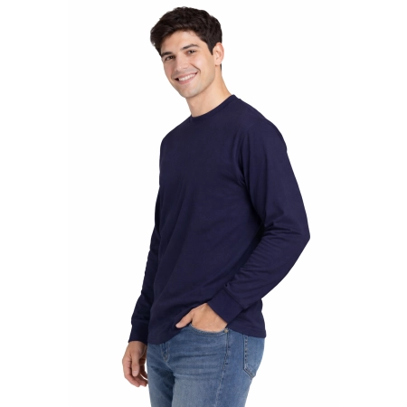 T Shirt Meski Z Dlugim Rekawem 170G Granatowy Widok Z Boku 1