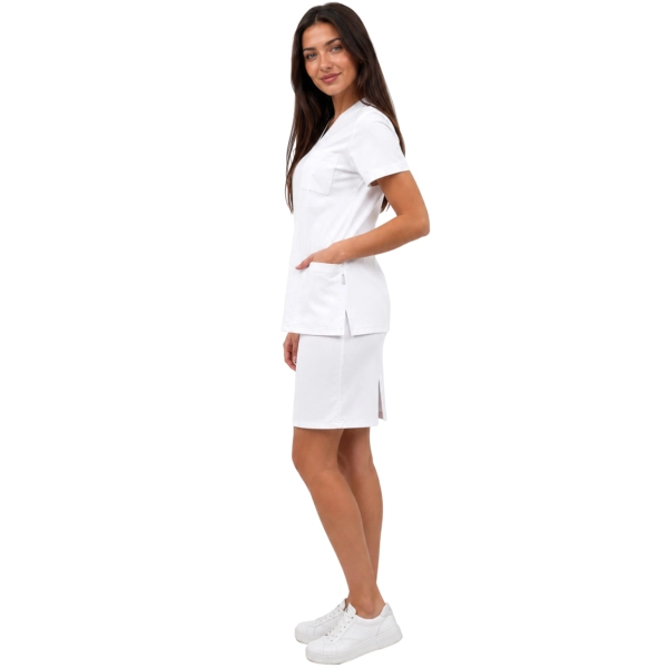 Bialy Casual Premium Komplet Medyczny Ze Spodnica