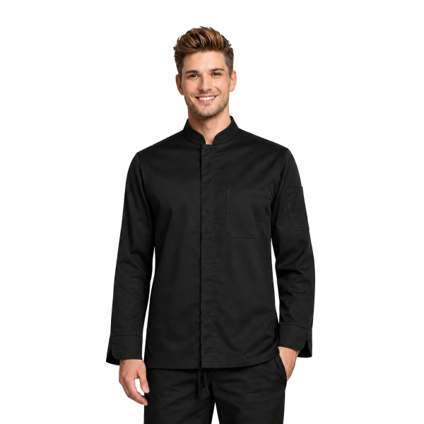 Bluza Kucharska Meska Zakryte Zatrzaski Dwie Kieszenie Elastyczna Kolor Czarny