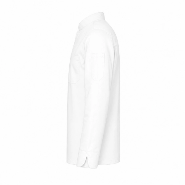 Bluza Kucharska Meska Zakryte Zatrzaski Dwie Kieszenie Kolor Bialy Lewy Bok