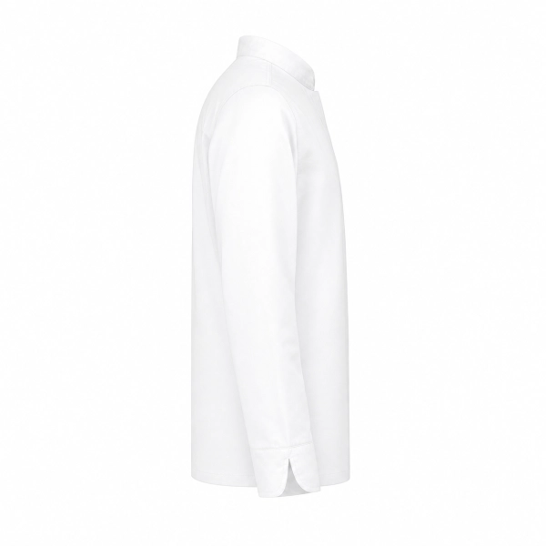 Bluza Kucharska Meska Zakryte Zatrzaski Dwie Kieszenie Kolor Bialy Prawy Bok