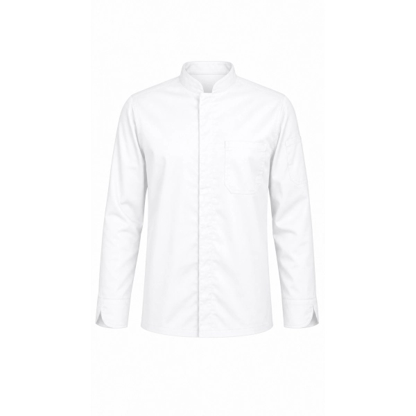 Bluza Kucharska Meska Zakryte Zatrzaski Dwie Kieszenie Kolor Bialy