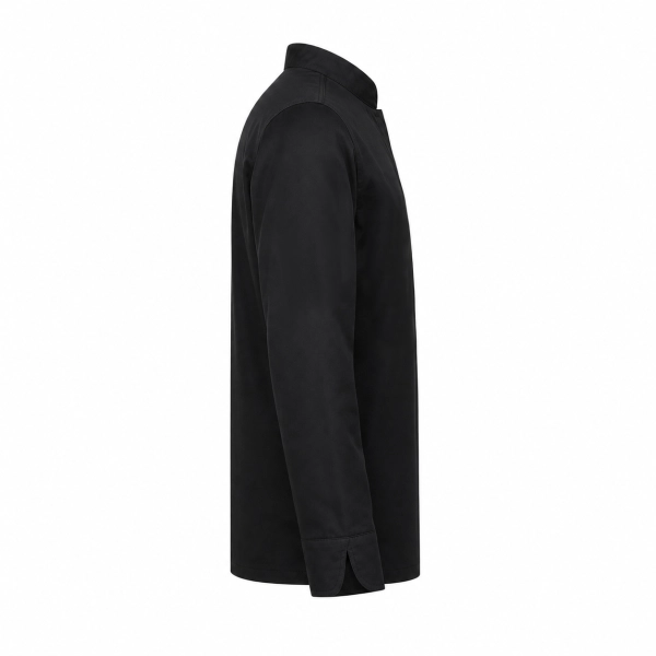 Bluza Kucharska Meska Zakryte Zatrzaski Dwie Kieszenie Kolor Czarny Prawy Bok