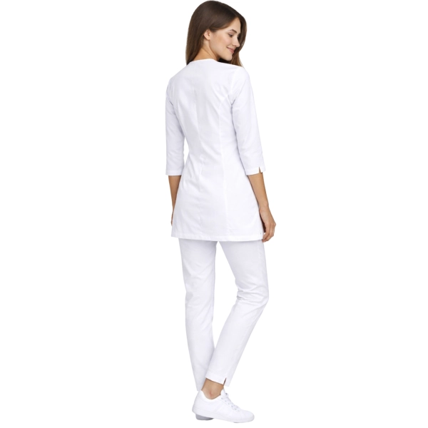 Casual Premium Bialy Komplet Medyczny Kosmetyczny Damski Z Rekawem 3 4