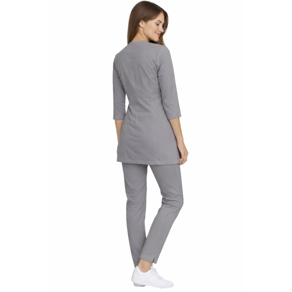 Casual Premium Szary Komplet Medyczny Kosmetyczny Damski Z Rekawem 3 4
