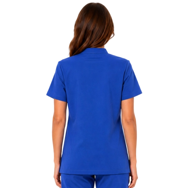 Chabrowa Damska Bluza Medyczna Ze Stojka Basic Premium Tyl