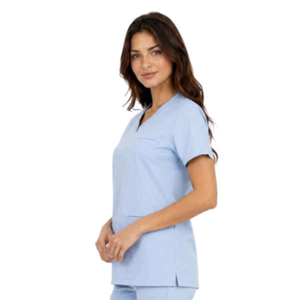 Damska Bluza Medyczna Basic Premium W Kolorze Niebieskim Bok