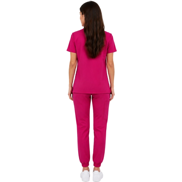 Damski Komplet Medyczny Amarantowy Scrubs Casual Premium Tyl