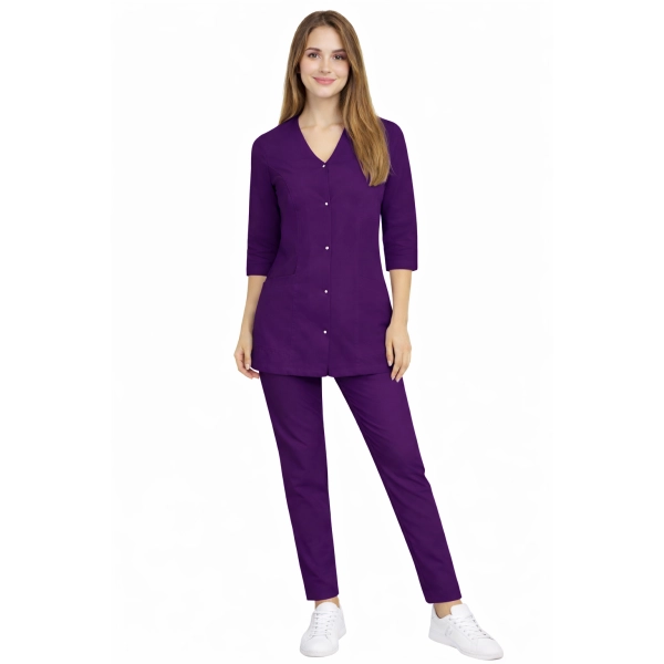 Damski Komplet Medyczny Casual Premium W Kolorze Fioletowym Rekaw 3 4