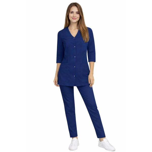 Damski Komplet Medyczny Casual Premium W Kolorze Granatowym Rekaw 3 4