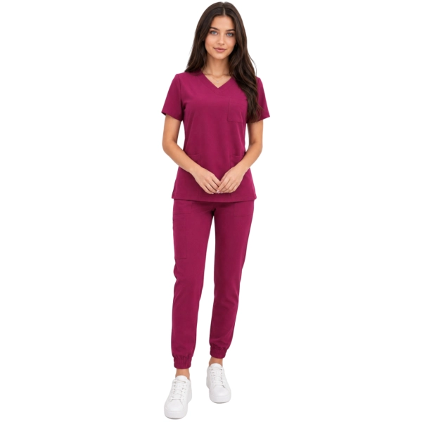 Komplet medyczny wiśnia casual premium roz. 3XL – komplet medyczny – strój medyczny