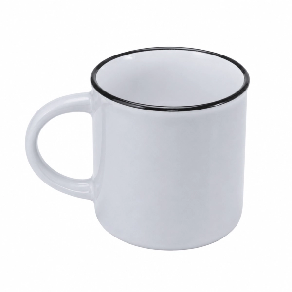 Kubek Ceramiczny W Stylu Retro Z Okraglym Uchwytem 300 Ml Kolor Bialy Inna Perspektywa