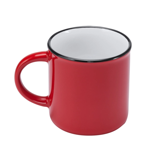 Kubek Ceramiczny W Stylu Retro Z Okraglym Uchwytem 300 Ml Kolor Czerwony Inna Perspektywa