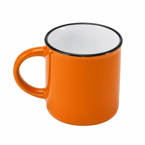 Kubek Ceramiczny W Stylu Retro Z Okraglym Uchwytem 300 Ml Kolor Pomaranczowy Inna Perspektywa