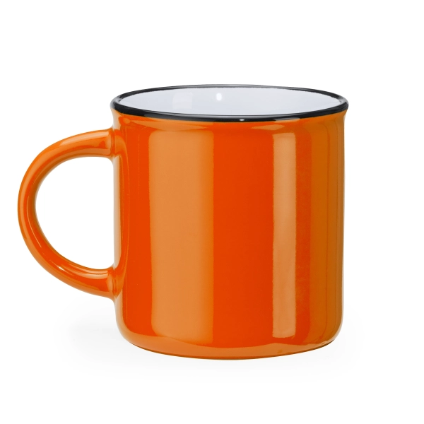 Kubek Ceramiczny W Stylu Retro Z Okraglym Uchwytem 300 Ml Kolor Pomaranczowy