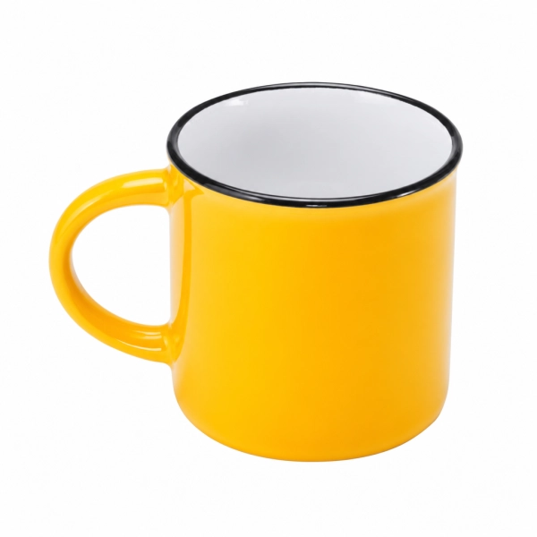 Kubek Ceramiczny W Stylu Retro Z Okraglym Uchwytem 300 Ml Kolor Zolty Inna Perspektywa