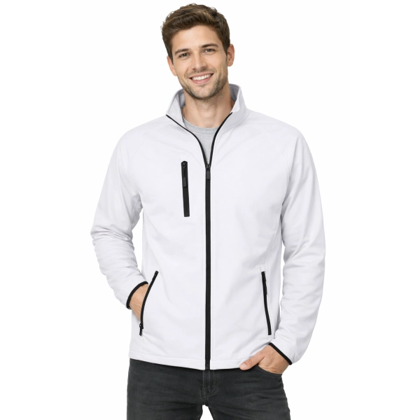 Kurtka Meska Softshell Z Kieszeniami Zapinana Na Zamek Kolor Bialy