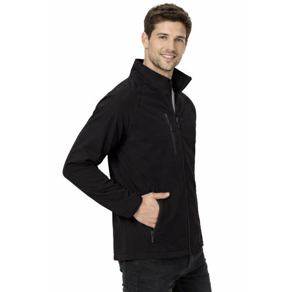 Kurtka Meska Softshell Z Kieszeniami Zapinana Na Zamek Kolor Czarny Widok Z Boku