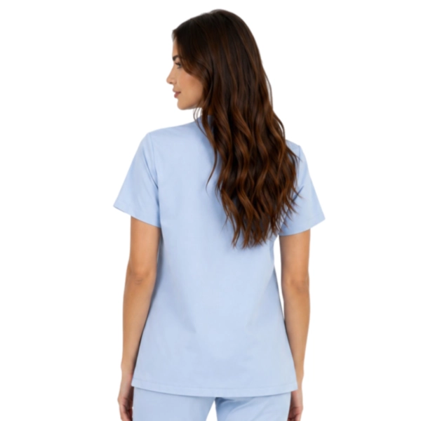Niebieska Damska Bluza Medyczna Basic Premium Tyl