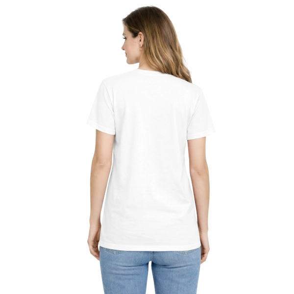 T Shirt Damski Krotki Rekaw 100 Bawelna Kolor Bialy Widok Z Tylu 1