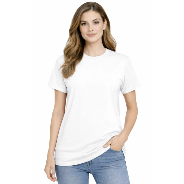 T Shirt Damski Krotki Rekaw 100 Bawelna Kolor Bialy