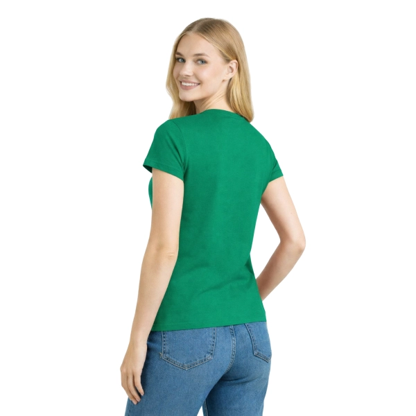 T Shirt Damski Krotki Rekaw Kolor Zielony Widok Z Tylu